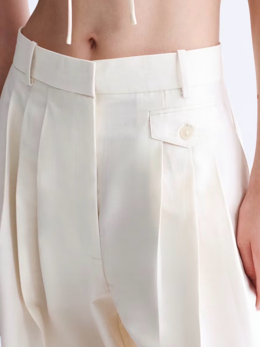 Mango Wide-Leg High-Waist Cream Trousers - Picture 2 of 9